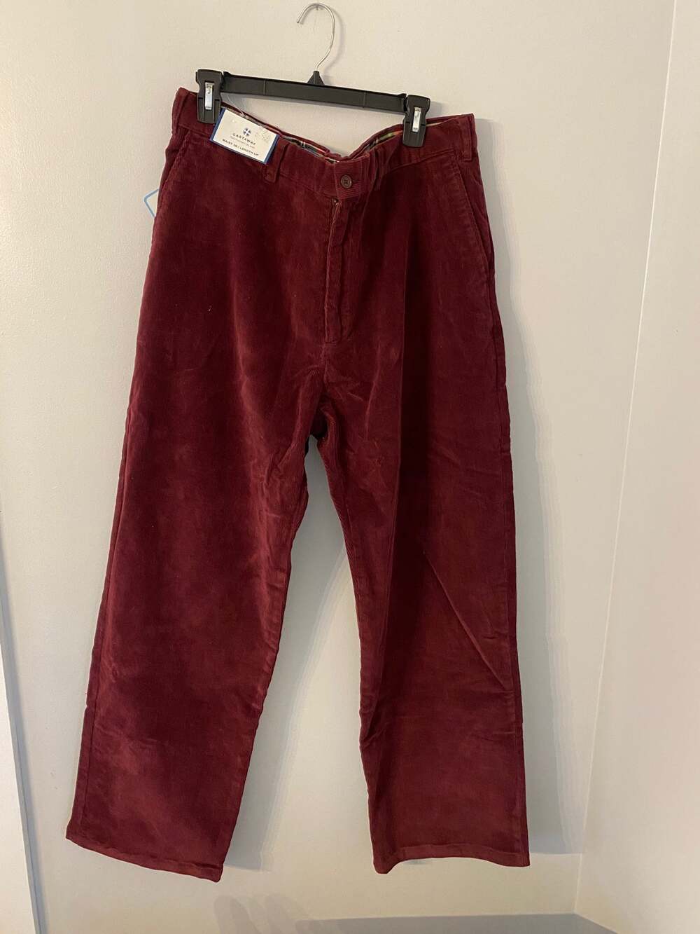 Castaway Nantucket Island Mens Burgundy Corduroy Pants Christmas 38x30